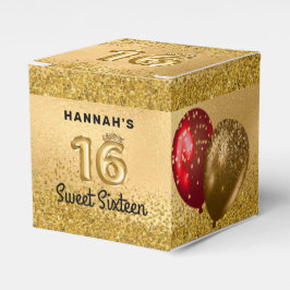 Red Guld Glitter Bubblons Sweet 16 sexton Presentaskar