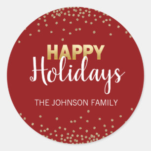 RED Guld Glitter Confetti Julafton Glad helg Runt Klistermärke