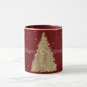 Red Guld Glitter Gnistra Julgran Mugg
