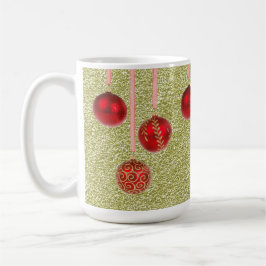 Red Guld Glitter God jul Baubles Mugg