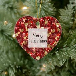 Red Guld Glitter Hearts jul Julgransprydnad Keramik