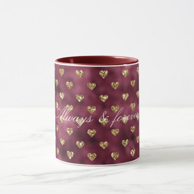 Red Guld Glitter Hearts Mugg (Center)