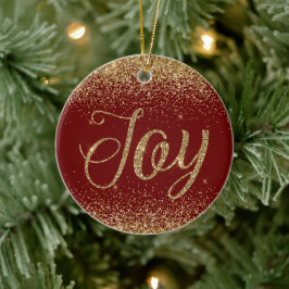 Red Guld Glitter Joy Julgransprydnad Keramik