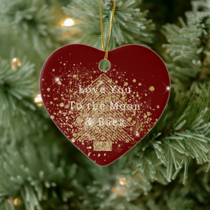 Red Guld Glitter Julgran Kärlek Julgransprydnad Keramik