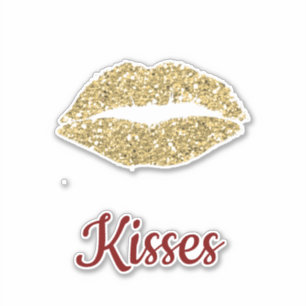 Red Guld Glitter Läppar Flirty Kiss Klistermärken