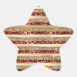 Red Guld Glitter Leopard Print Rand Stjärnformat Klistermärke