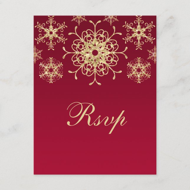 Red, Guld Glitter LOOK Snöflingor OSA kort (Framsida)