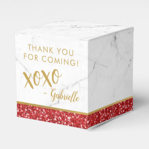 Red Guld Glitter Marble xoxo Birthday Presentaskar
