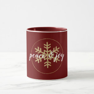 Red Guld Glitter Snowflake Mugg