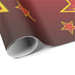Red Guld Glitter Stars God jul Presentpapper