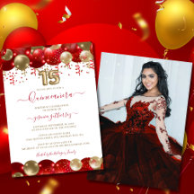Red Guld Gnistra Quinceañera Balloon Photo