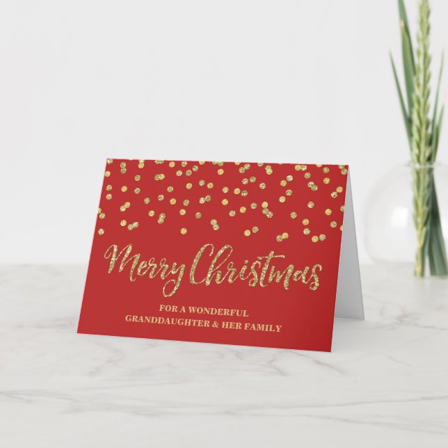 Red Guld Granddotter & Family God jul Kort (Framsida)