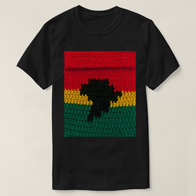 Red Guld Grönt Black Afrika Artisan Crochet Print T Shirt (Design framsida)