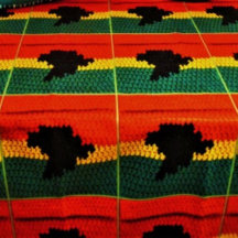 Red Guld Grönt Black Afrika Karta Crochet Print on