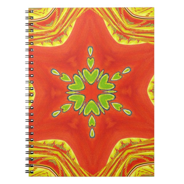 Red Guld Grönt Mandala Art Print Anteckningsbok (Framsidan)