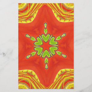 Red Guld Grönt Mandala Art Print Brevpapper
