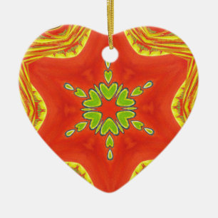 Red Guld Grönt Mandala Art Print Julgransprydnad Keramik