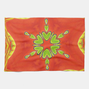 Red Guld Grönt Mandala Art Print Kökshandduk