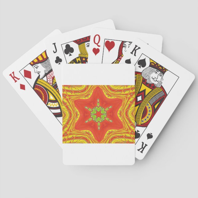 Red Guld Grönt Mandala Art Print Spel Kort (Baksidan)