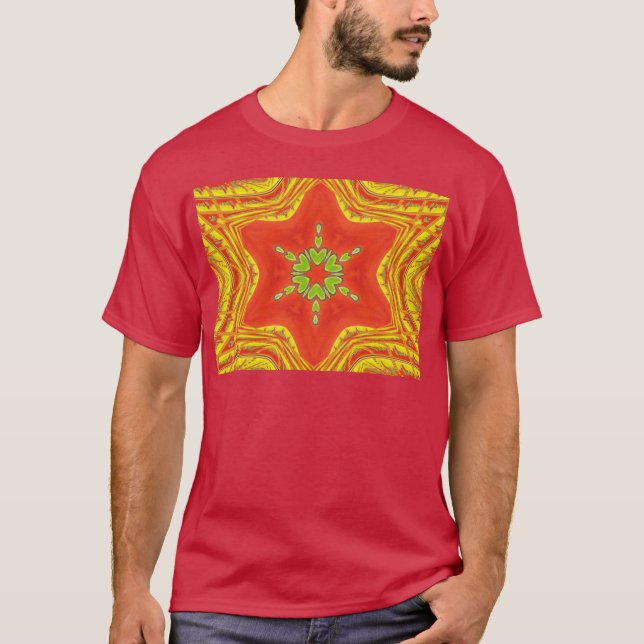 Red Guld Grönt Mandala Art Print Tee (Framsida)