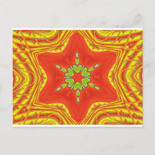 Red Guld Grönt Mandala Art Print Vykort (Framsida)