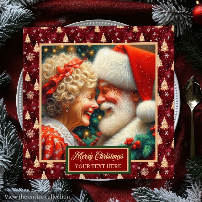 Red Guld Grönt Napkins jul Mr & Mrs Claus Pappersservett (Red Gold Green Napkins Christmas Mr. & Mrs. Claus)