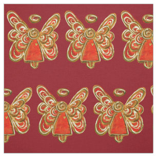 Red Guld Guardian Angel Art Fabric Material Tyg