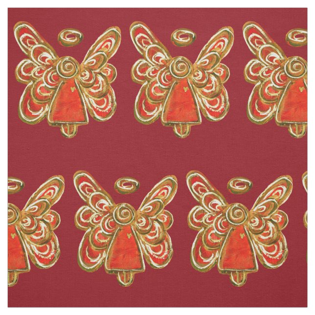 Red Guld Guardian Angel Art Fabric Material Tyg (Provkarta)