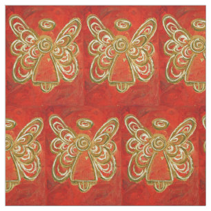 Red Guld Guardian Angel Art Fabric Material Tyg