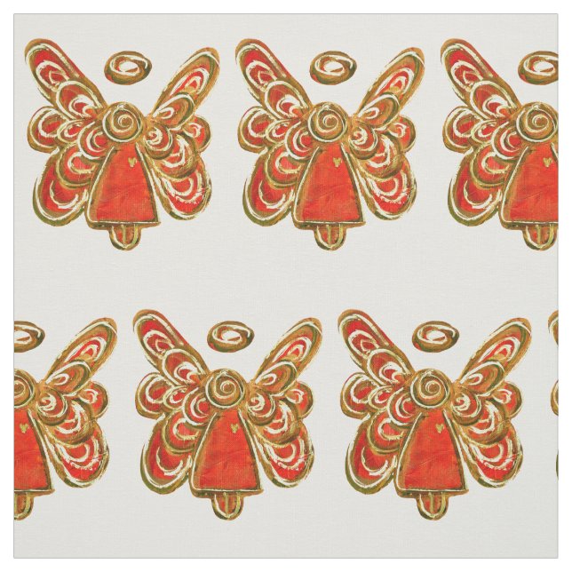 Red Guld Guardian Angel Art Fabric Material Tyg (Provkarta)