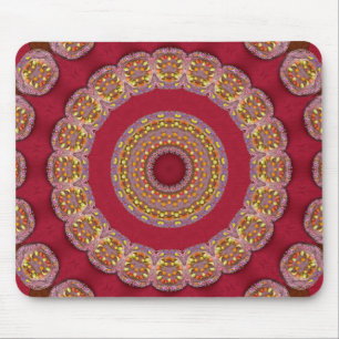 Red Guld Gult rosettes Mandala Musmatta