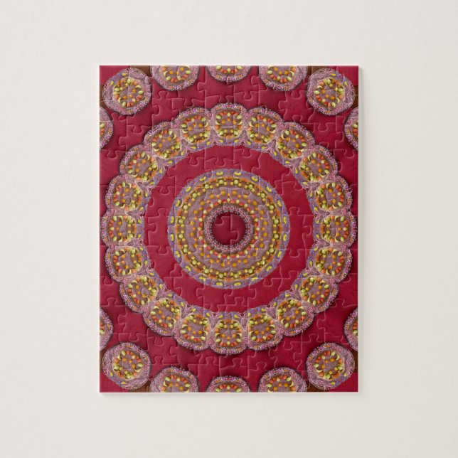 Red Guld Gult rosettes Mandala Pussel (Vertikal)
