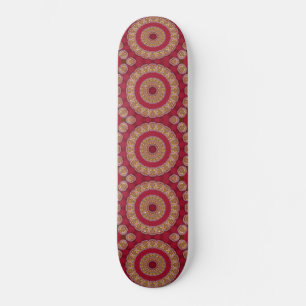 Red Guld Gult rosettes Mandala Skateboard Bräda 19,5 Cm