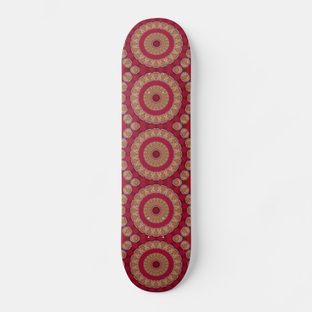 Red Guld Gult rosettes Mandala Skateboard Bräda 20,5 Cm (Framsida)