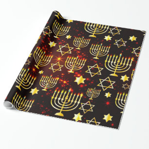 Red & Guld Hanukkah Menorah Presentpapper