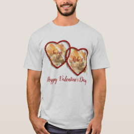 Red Guld Heart Modern Alla hjärtans dag Manar T Shirt