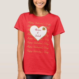 Red Guld Heart Typography Modern Valentines day T Shirt