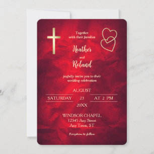 Red Guld Hearts Christian Kor Bröllop Inbjudningar