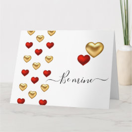 Red & Guld Hearts White Valentine Card Kort
