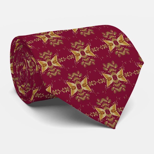 Red Guld Helgdag Neck Tie Slips (Rullad)
