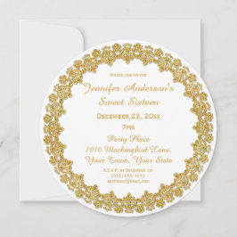 Red Guld Helgdag Sweet sixteen Inbjudningar