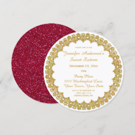 Red Guld Helgdag Sweet sixteen Inbjudningar