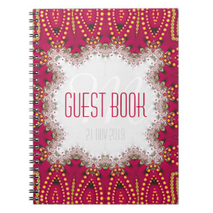 Red Guld Indian Bohemian Monogram Guest Bok Anteckningsbok Med Spiral