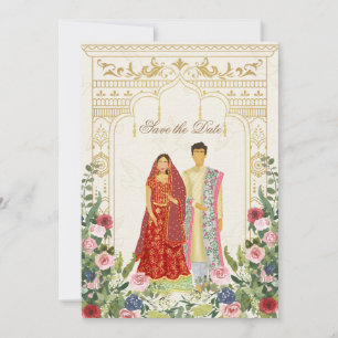 Red & Guld indisk par Illustration Spara Datumet