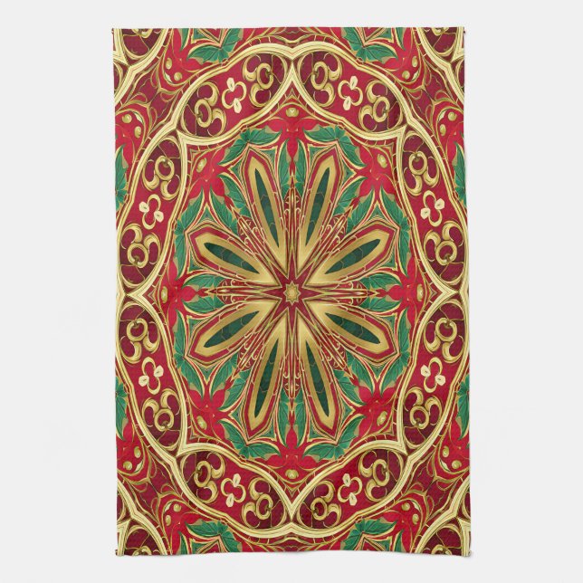 Red Guld jul Helgdag Kitchen Towel Kökshandduk (Vertikal)