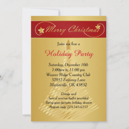 Red Guld jul Helgdag Träd Inbjudningar