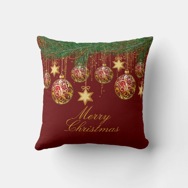 Red Guld jul Ornament Kudde (Baksida)