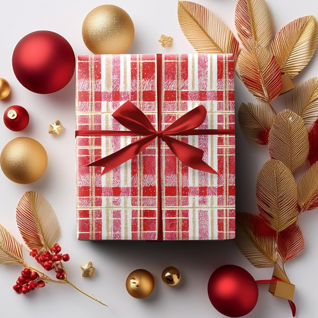 Red Guld jul Play Mönster#2 ID1009 Presentpapper (Skapare uppladdad)
