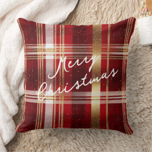 Red Guld jul Tartan Mönster#7 ID1009 Kudde