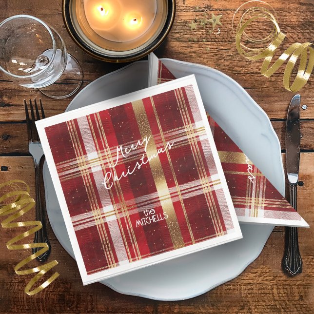 Red Guld jul Tartan Mönster#7 ID1009 Pappersservett (Skapare uppladdad)